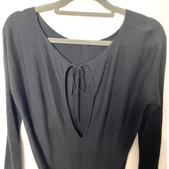 Vince Black Sweater Tunic Top Women's XS Cashmere Blend Keyhole Back with Tie - Picture 4 of 6